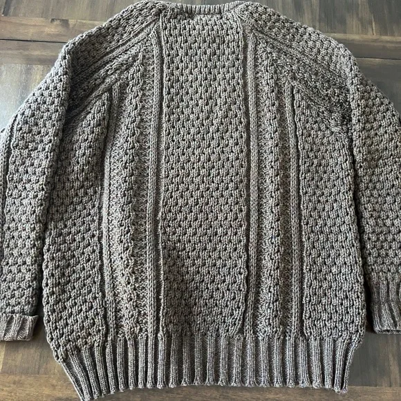 Chunky Knit Crewneck Sweater - Brown - Picture 3 of 13